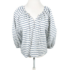 Emerson Fry Lucy Blouse Blue White Striped Relaxed Cotton Gauze Chic Size M